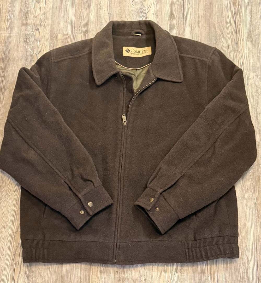 Columbia Wool Blend Quilted Bomber Jacket Size XL Brown